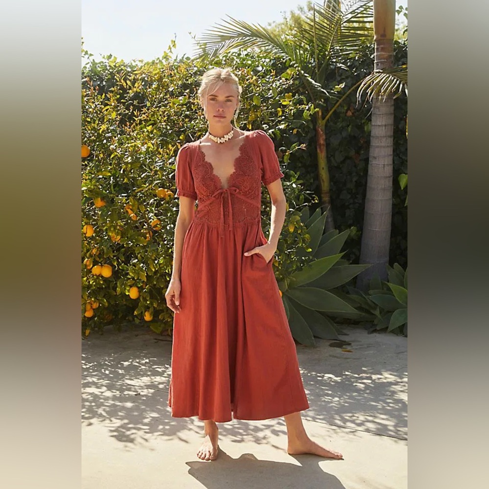 Free People Rust Midi Dress